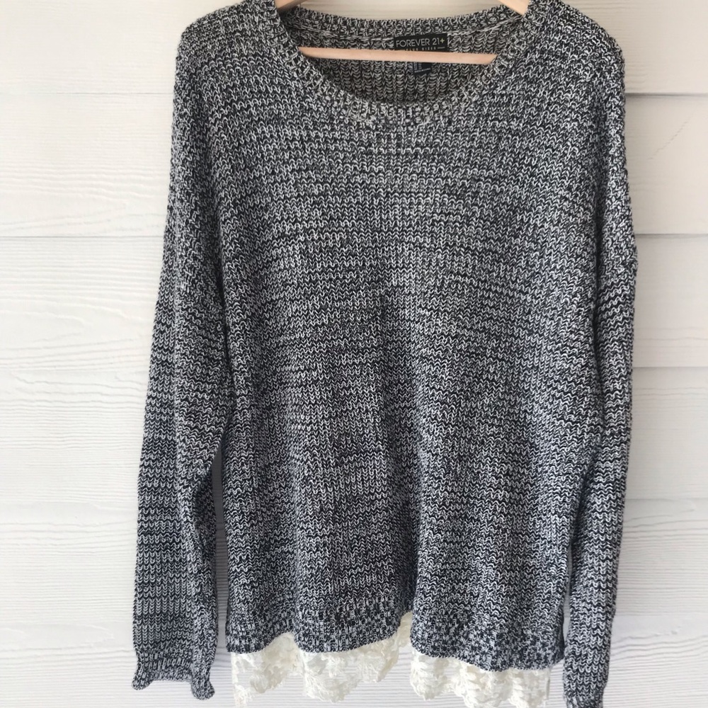 Lace Bottom Oversized Sweater